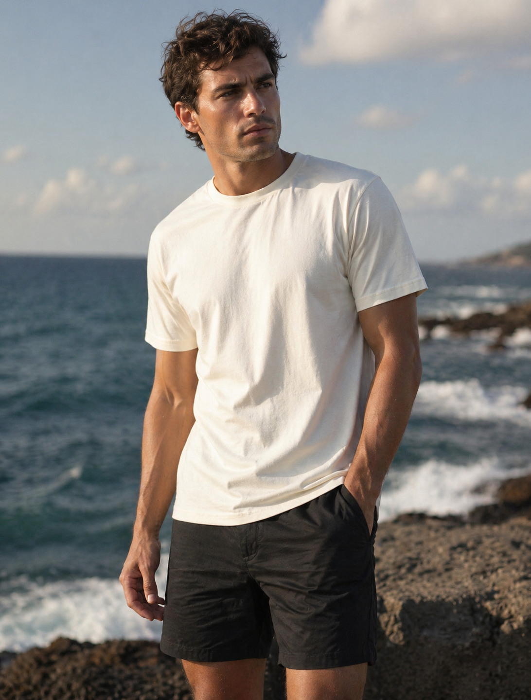 Classic heavyweight white cotton t-shirt with crew neck and short sleeves ideal for work uniforms and workwear