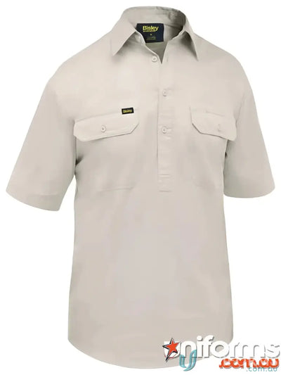 Khaki short-sleeved bisley closed fit body chest cool lightweight shirt for work