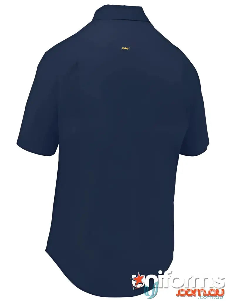 Navy blue bisley closed short-sleeved cool lightweight shirt for fit body chest looks fresh