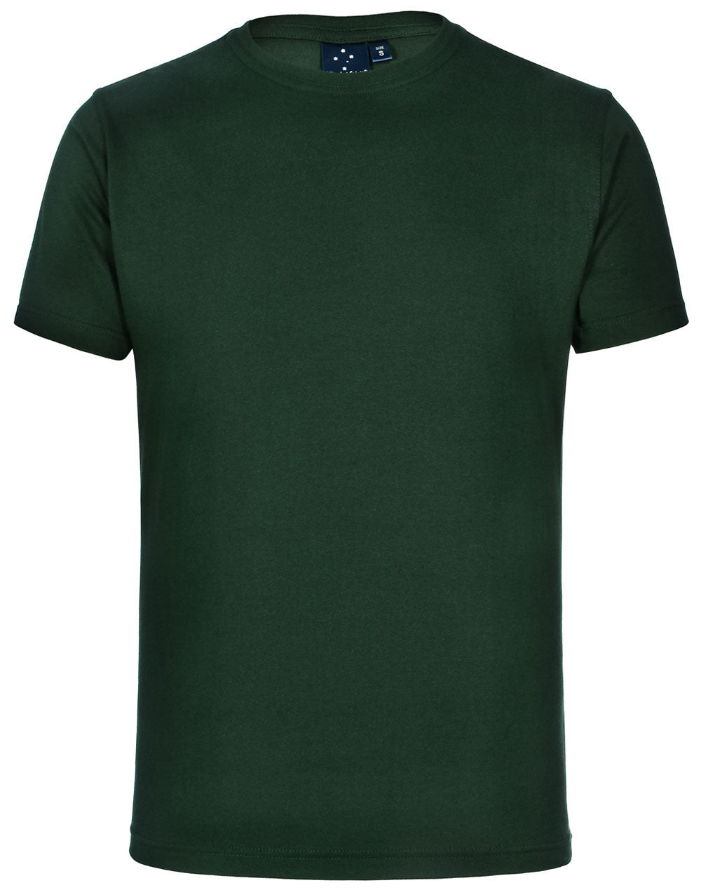 Dark green short-sleeved printed adult tee moq50 front view