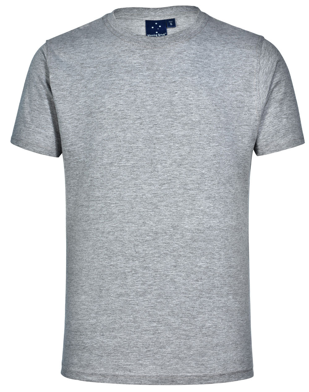Gray heathered navy blue printed adult tee moq50, crew neck short sleeves