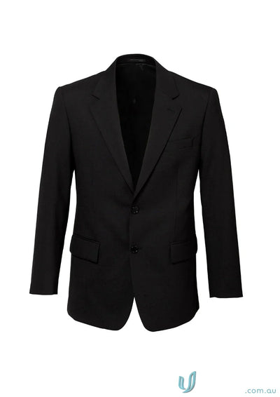 Mens black premium wool stretch button single breasted jacket with comfort pads