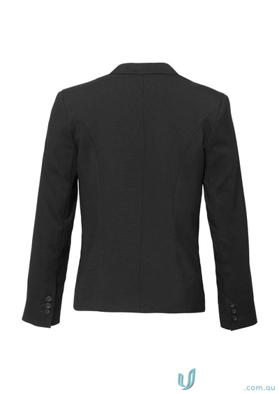 Black wool stretch short jacket with reverse lapel from Comfort Wool Short collection