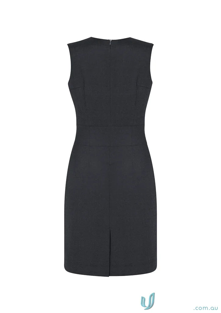 Stylish black wool sleeveless V neck dress for women’s sleeveless outfits