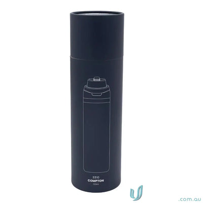 Dark blue stainless steel Compton 700ml drink bottle with powder coat and lift-up handle