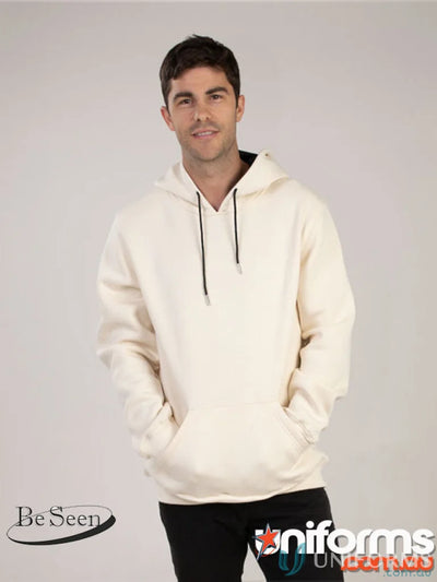 Cream-colored Contrast Back Hoodie made with premium brushed fleece and recycled polyester