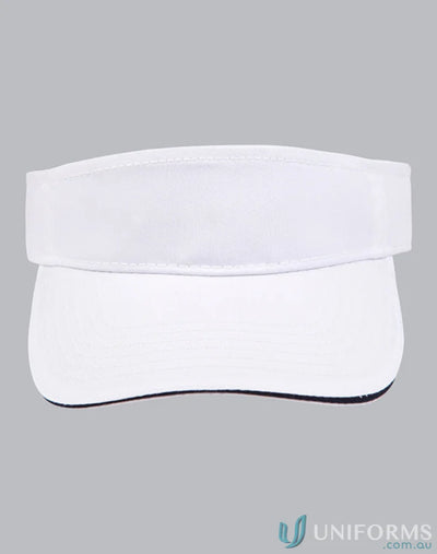 White sun visor from Winning Spirit Contrast featuring ch49 contrast sandwich visor design