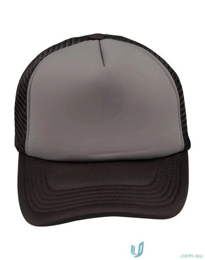 Gray and black Winning Spirit Trucker Cap showing contrast trucker cap style for ultimate workwear