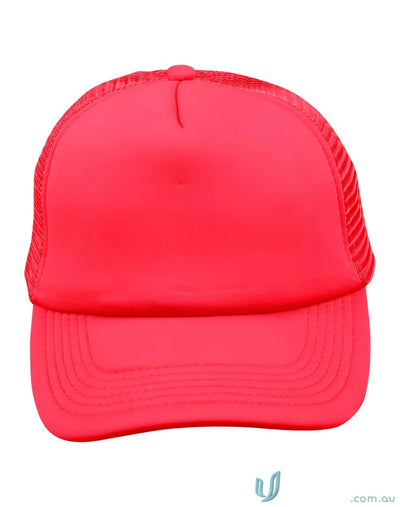 Bright pink Winning Spirit Trucker Cap showcasing a vibrant contrast trucker cap style