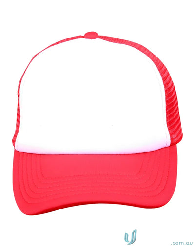 Red and white Winning Spirit Trucker Cap with contrast trucker style for ultimate workwear