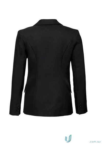 Black womens blazer with notched lapel from Cool Stretch Longline Ladies Jacket biz collection