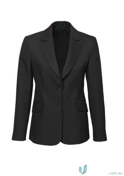 Black womens cool stretch longline ladies jacket biz collection with buttons and pockets