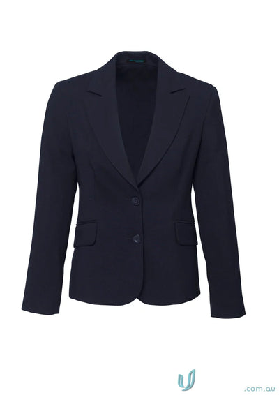Navy blue womens blazer from Cool Stretch Mid collection, perfect for stylish mid length ladies