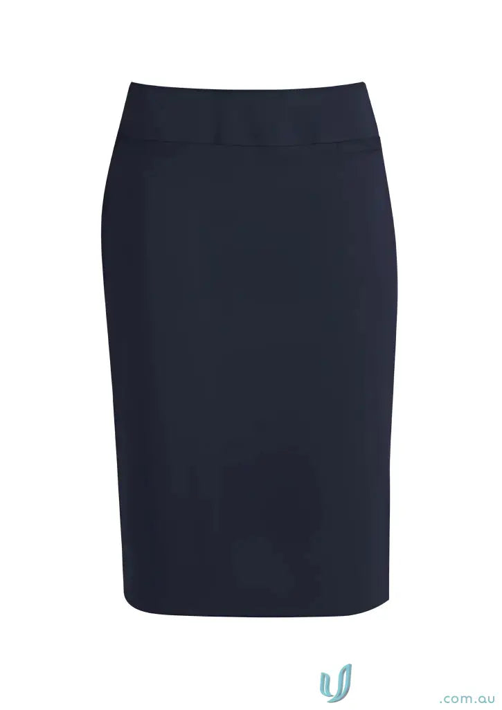Dark blue womens cool stretch relaxed fit lined knee-length pencil skirt