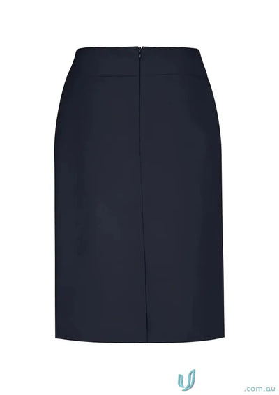 Navy blue womens cool stretch relaxed fit lined pencil skirt with back zipper