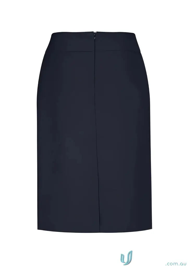 Navy blue womens cool stretch relaxed fit lined pencil skirt with back zipper