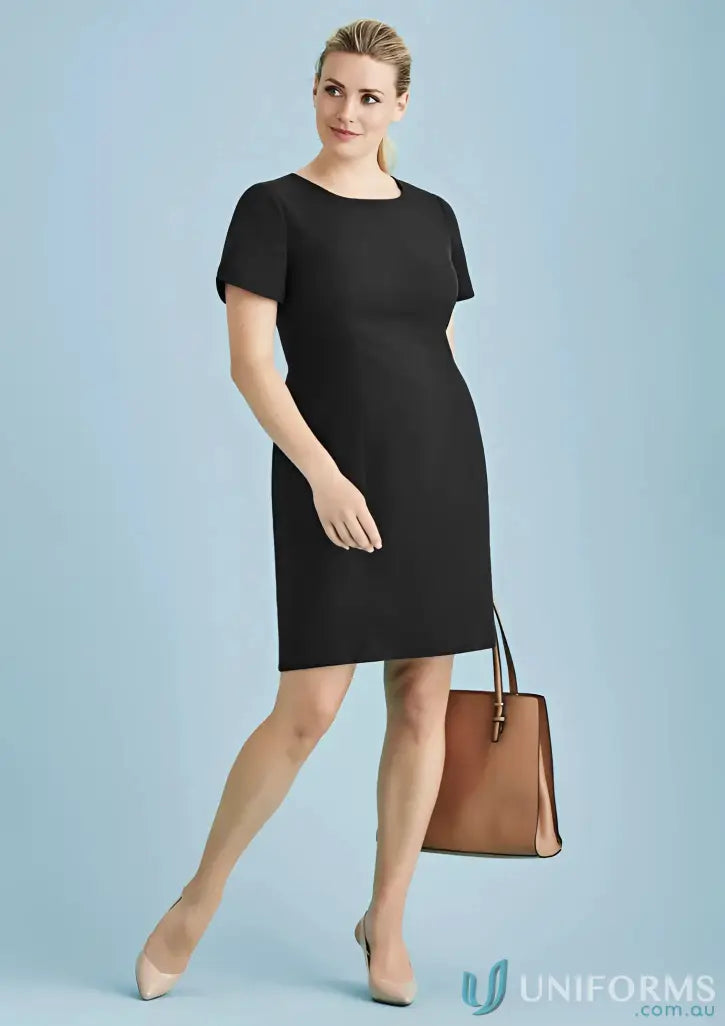 Black sheath dress from Cool Stretch Shift collection made with bamboo charcoal eco-friendly materials