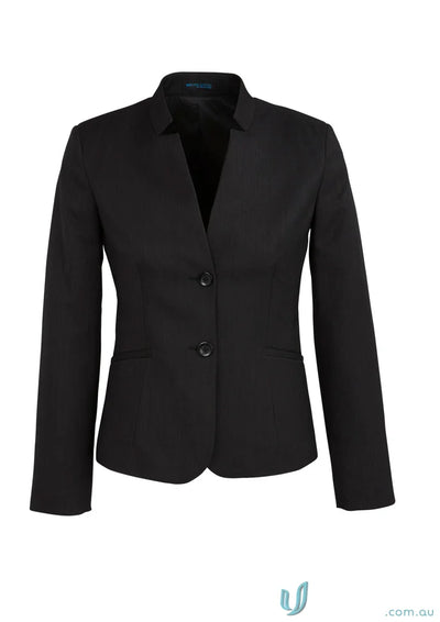 Black womens cool stretch short blazer with reverse lapel from Biz Collection Cool