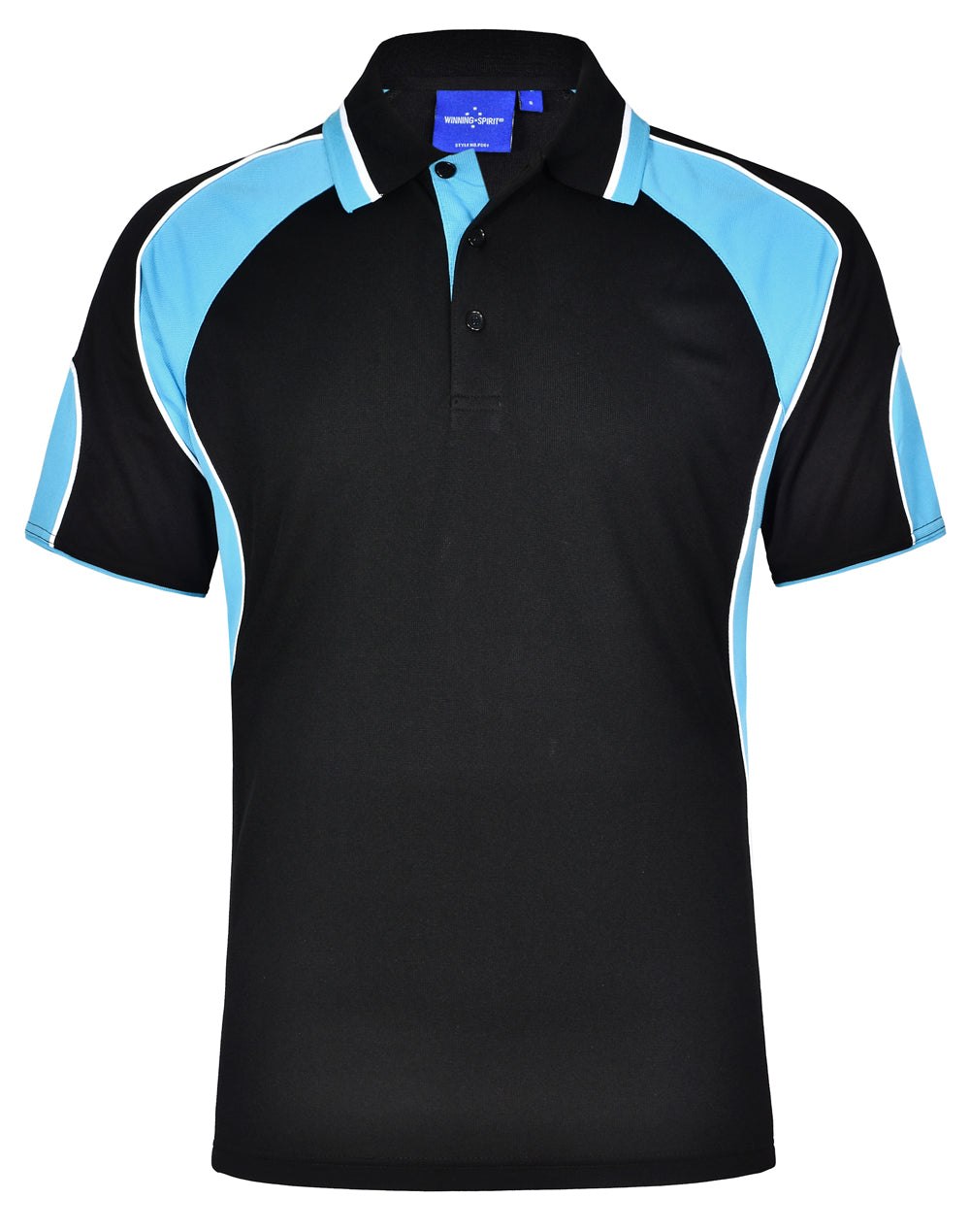 CoolDry Allies Polo in black light blue contrast with white trim for maximum comfort