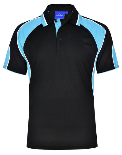 CoolDry Allies Polo in black light blue contrast with white trim for maximum comfort