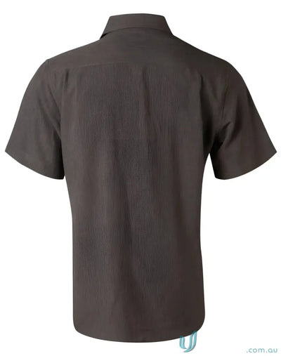 Winning Spirit M7600S mens cooldry short sleeve brown button-down shirt