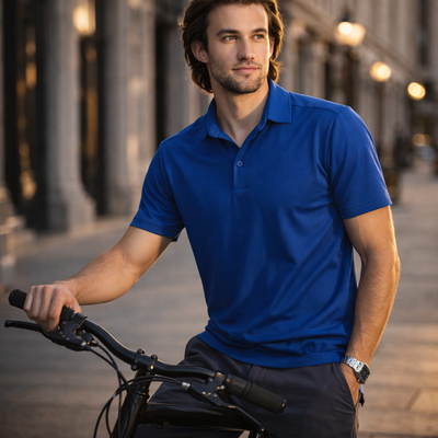 CoolDry Polo ps81 verve polo in royal blue with flat knitted collar