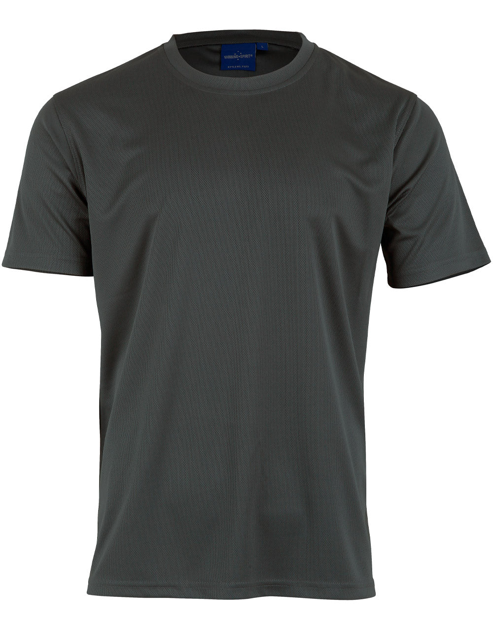 Dark gray ribbed ts23 cooldry t-shirt, crew neck short sleeves