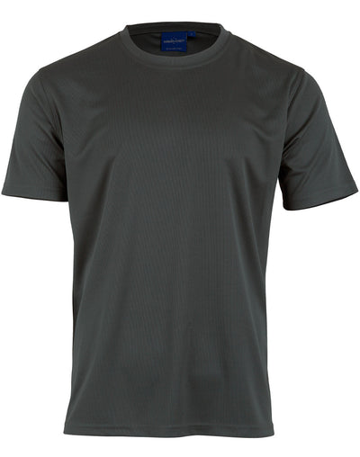 Dark gray ribbed ts23 cooldry t-shirt, crew neck short sleeves