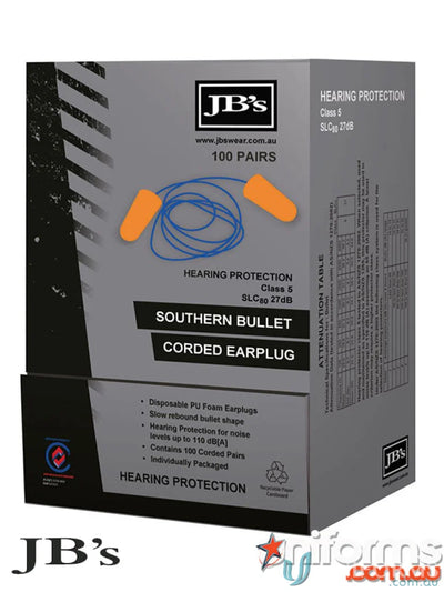 JBs 8P060 Corded Bullet Earplugs Box for PPE front product image