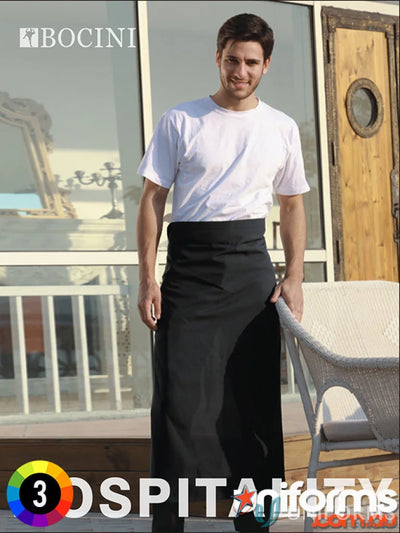 Bocini WA0395 Cotton Drill Continental Apron Without Pocket in Black front product image
