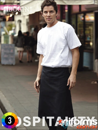 Bocini WA0392 Cotton Drill Three Quarter Apron Without Pocket in White