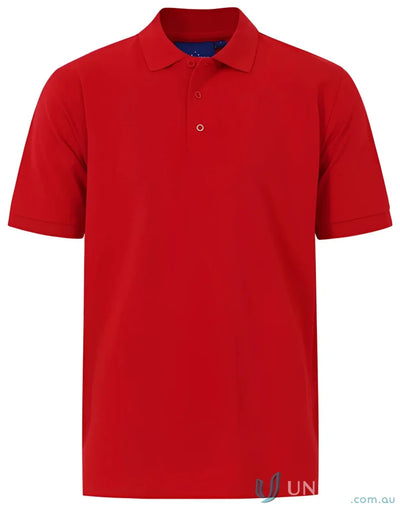 Red short-sleeved pique polo shirt from Cotton Stretch Pique Polo collection at PS55 Darling Harbour