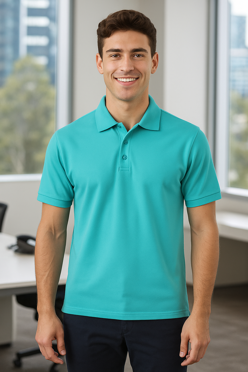 Stencil 7015 Cotton Traverse Polo in Aqua