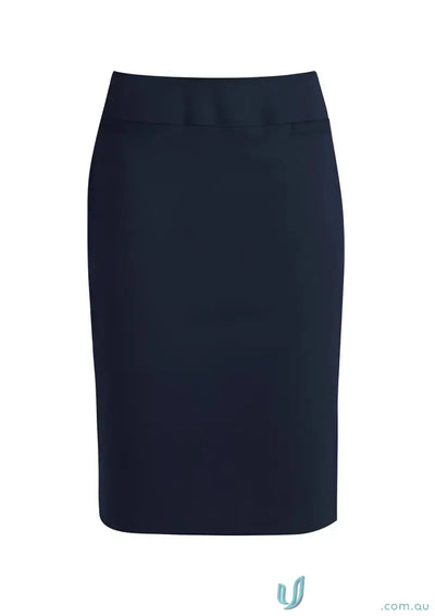 Dark blue stretch pencil skirt from CR Ladies Relaxed Fit Below Knee Skirt for a comfy fit