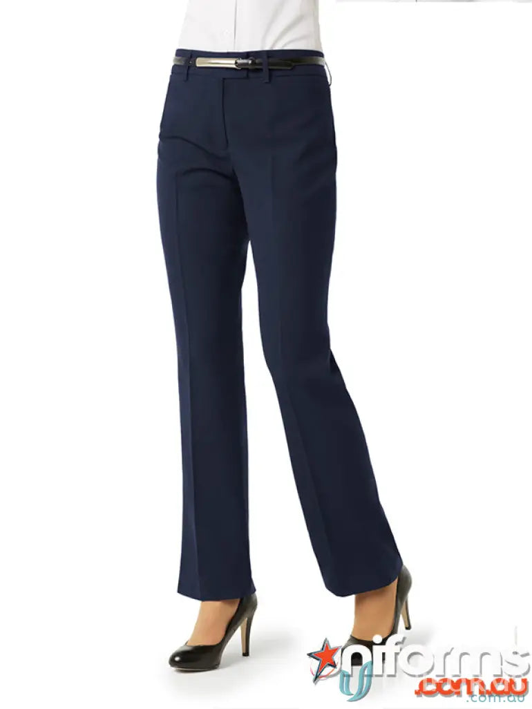 Navy blue women’s straight leg dress pants perfect for uniforms and workwear