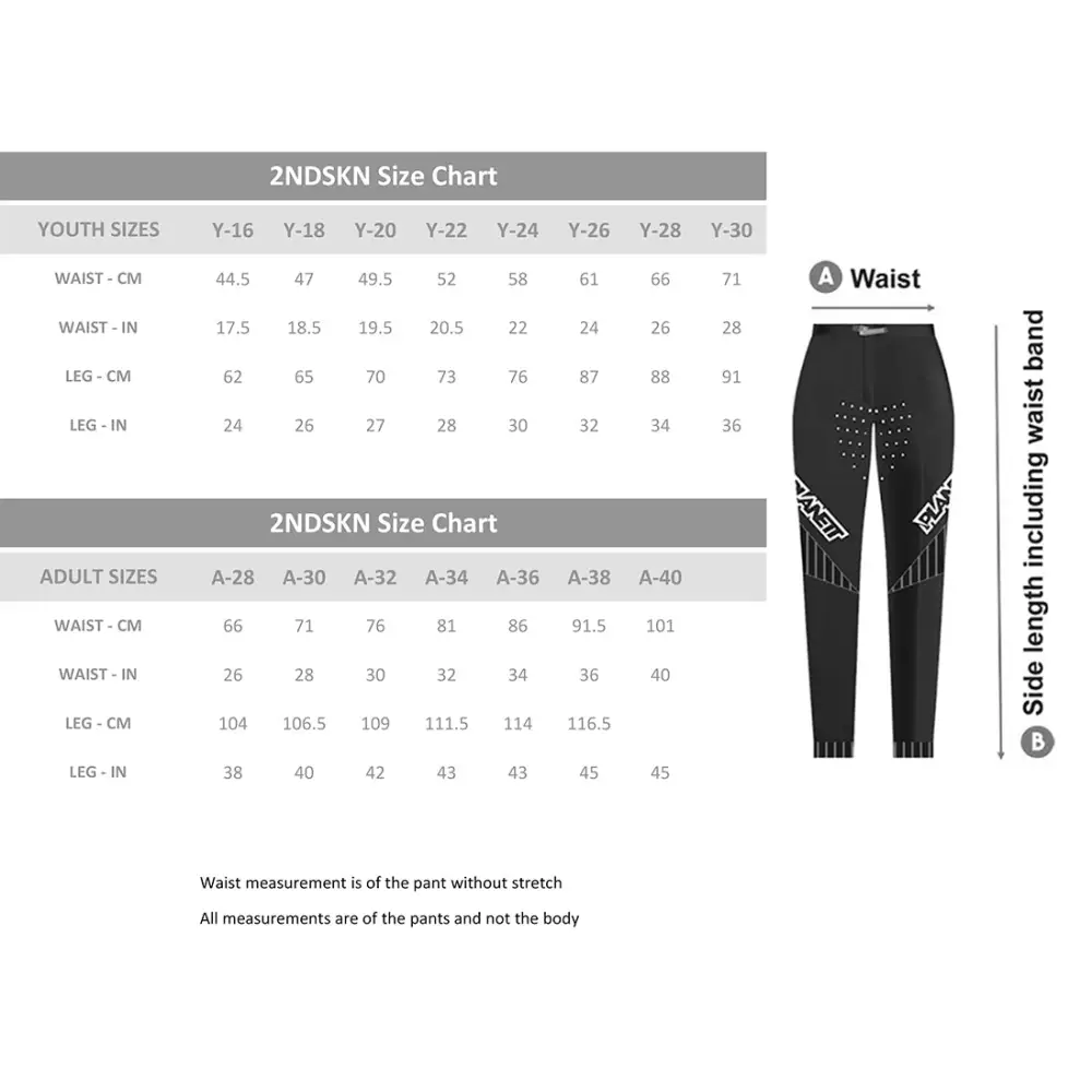 Clothing size chart.