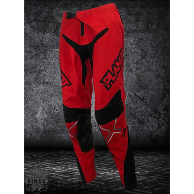 Red and black motocross pants.