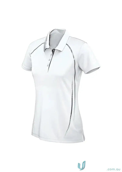 White womens polo shirt with gray accents from Biz Collection Cyber P604MS Mens Cyber