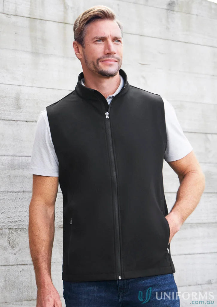 Black zip-up vest from Daws EMB Mens Softshell Vest for added warmth and uniforms