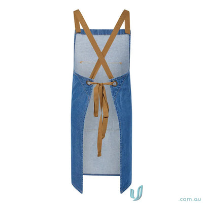 WorkCraft CA033 Denim Bib Apron With Pouch in blue