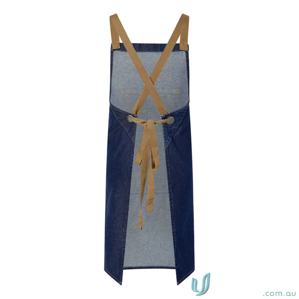WorkCraft CA033 Denim Bib Apron With Pouch in blue