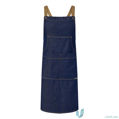 WorkCraft CA033 Denim Bib Apron With Pouch in blue