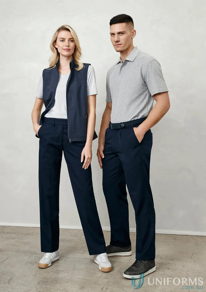 Two people rocking matching navy Detroit Pant Biz Collection Mens B S10110R style