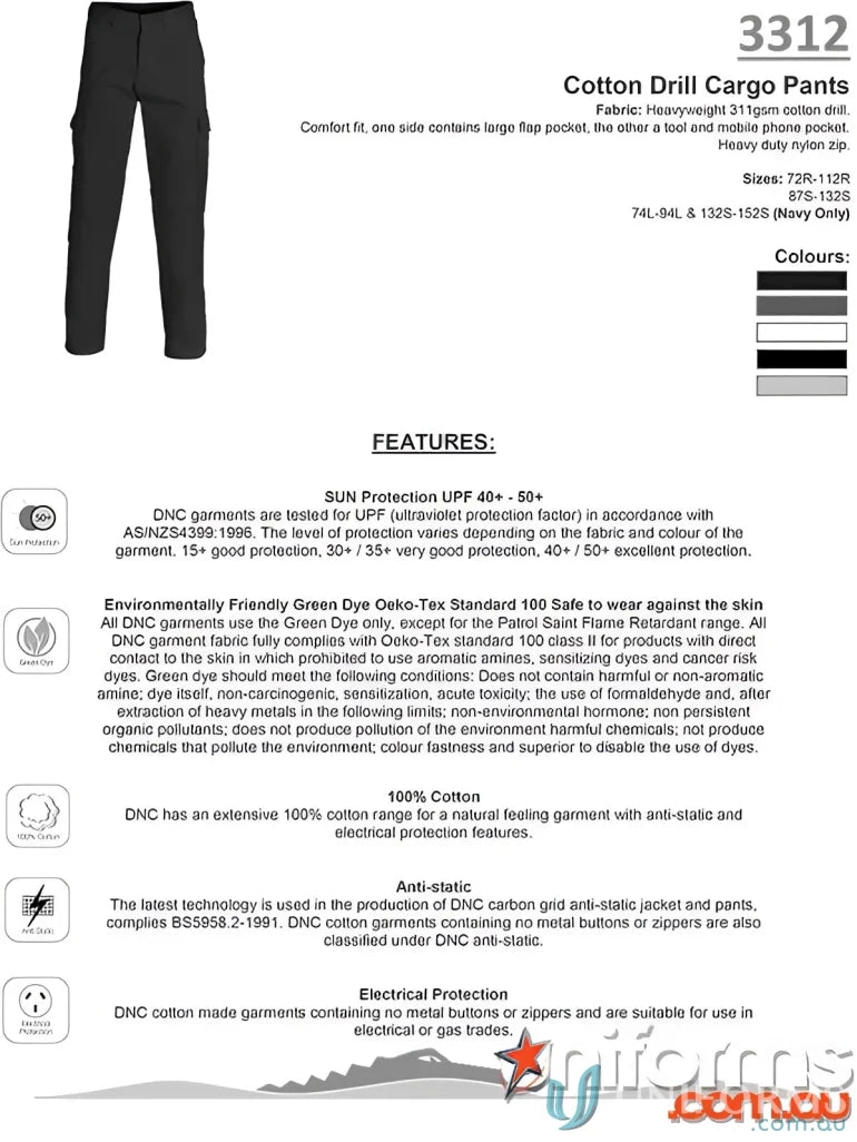 DNC Cotton Drill Cargo Pants with multiple pockets and rugged cargo pants style visual