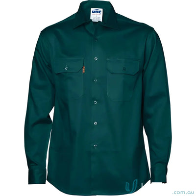 Green DNC Cotton Drill Work Long-Sleeved Shirt for durable drill work and workwear