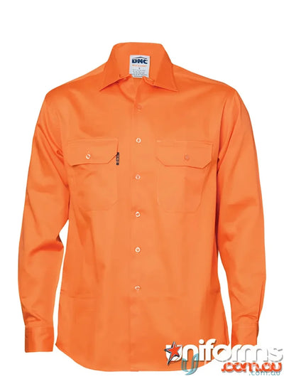 Orange cotton drill work shirt from DNC Cotton Drill Work L/S Shirt collection