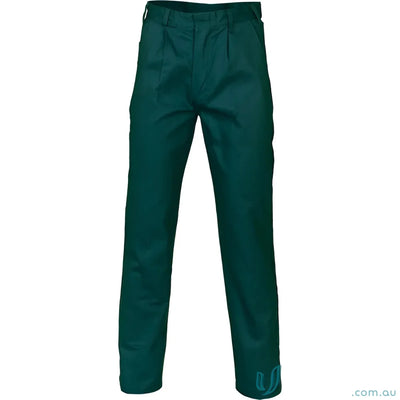 Green DNC Cotton Drill Work Trousers with heavy-duty nylon zip and durable design