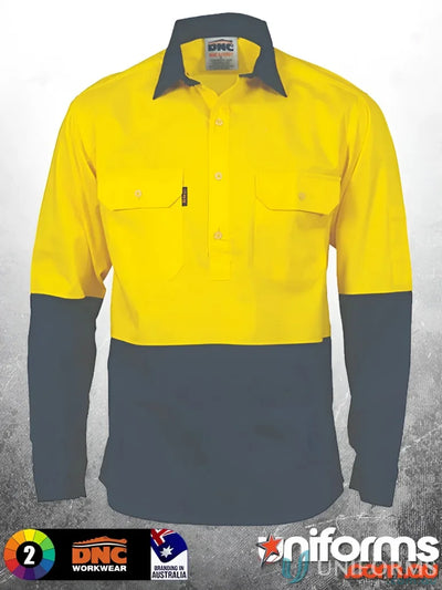 Two-tone long sleeve work shirt from DNC HiVis Cool-Breeze workwear collection
