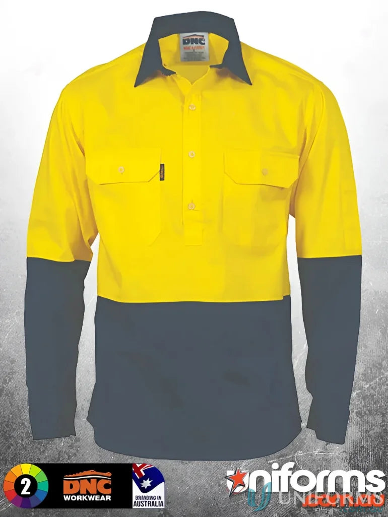 Two-tone long sleeve work shirt from DNC HiVis Cool-Breeze workwear collection