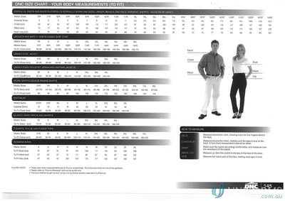 Clothing size chart for DNC PolyCotton Panel Polo Shirt, polyester cotton panel polo
